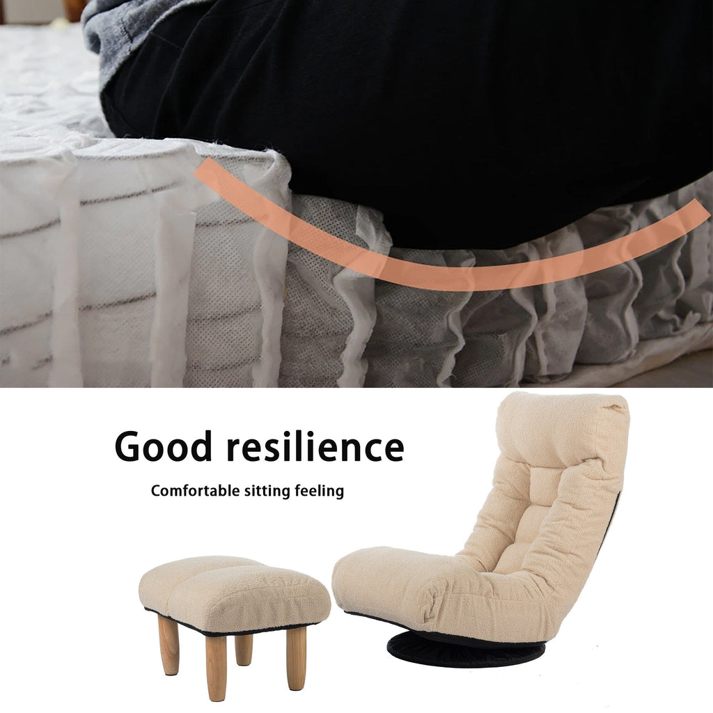 Ensemble de fauteuil inclinable rembourré sans accoudoirs avec pouf et appui-tête réglable