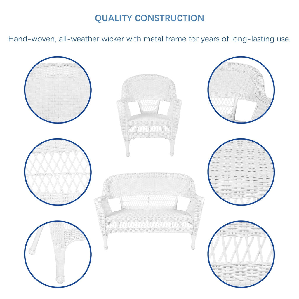 Ensemble de conversation 4 pièces pour patio en osier