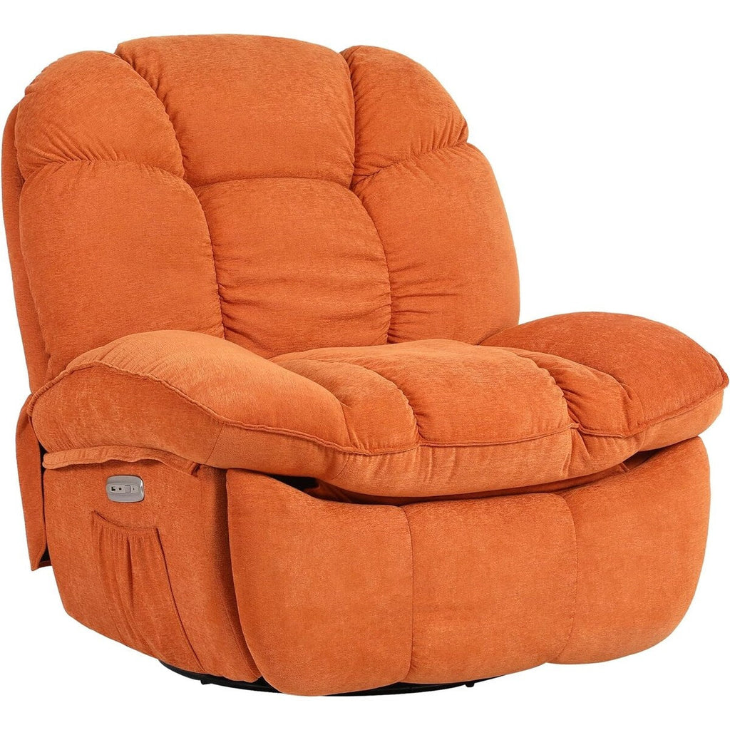 Fauteuil inclinable pivotant électrique XINMICS, fauteuils inclinables à bascule massants avec chauffage, USB, USB-C et poche latérale