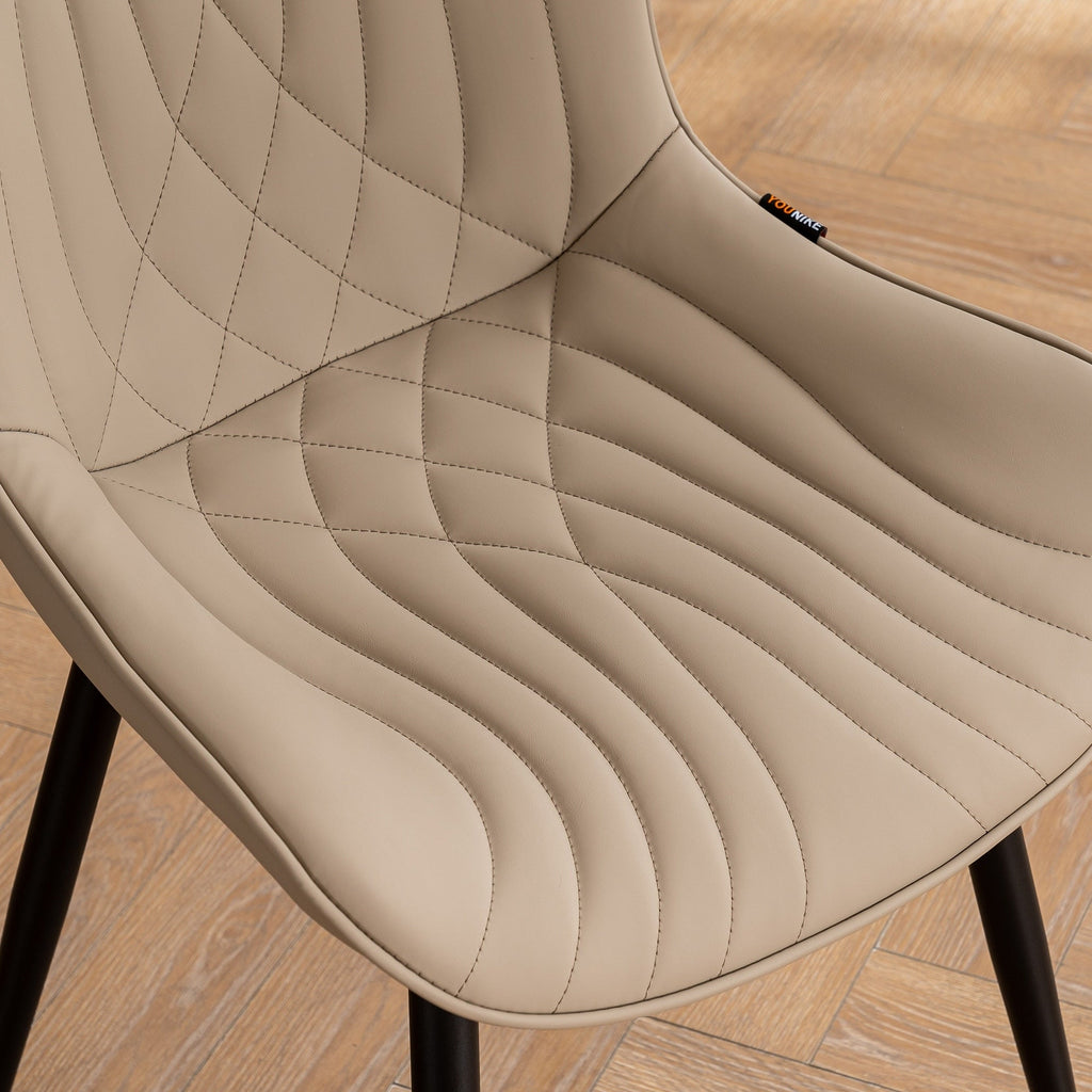 Lot de 2 chaises de salle à manger modernes en cuir rembourré sans accoudoirs