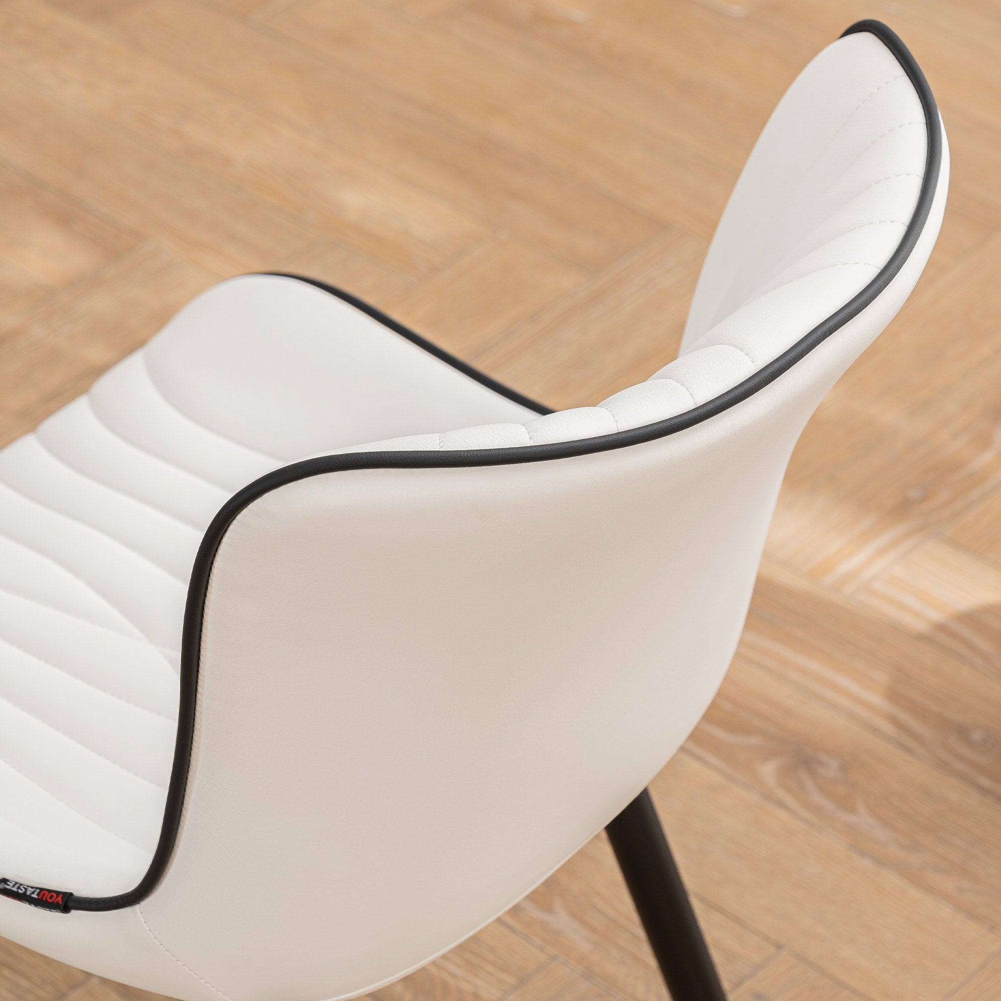 Lot de 2 chaises de salle à manger modernes en cuir rembourré sans accoudoirs