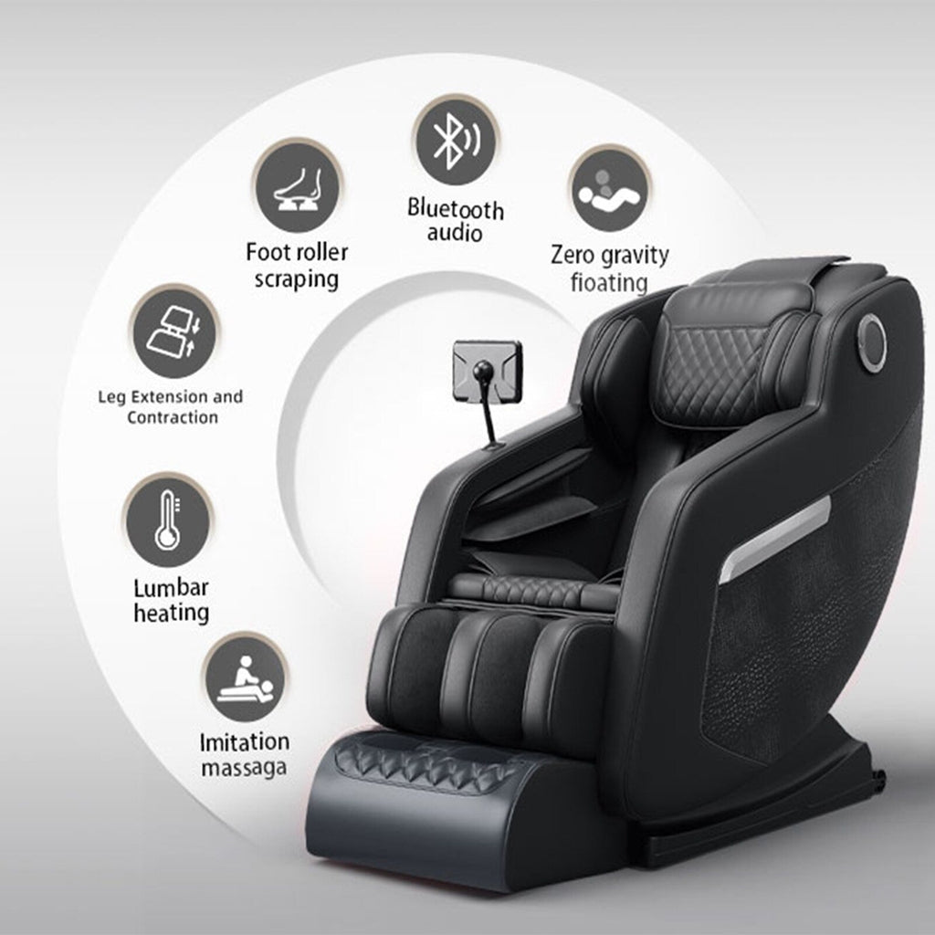 Fauteuil inclinable de massage à gravité zéro avec massage complet du corps, chauffage et audio Bluetooth intégré